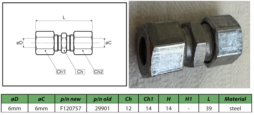 Straight Connecting Coupling 6mm 6mm F120757